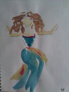 "Gypsy Dancer"  5" x 7" watercolor on paper 1996