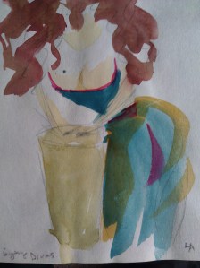 "Gypsy Drums" 5" x 7" watercolor on paper 1996