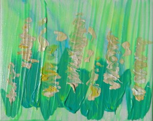 "Summer Lamb's Ear"  8" x 10" acrylic on canvas with glow 2014