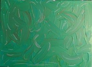 "Potentially Anything" 11" x 14" acrylic on canvas w/pen&ink  and glow 2015